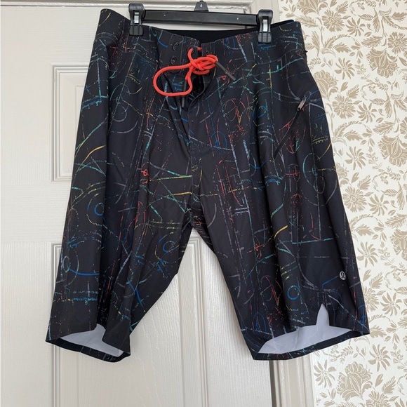 Lululemon Men’s Swim Shorts – Size 34, Multicolor Print, Zip Pocket - Picture 3 of 5
